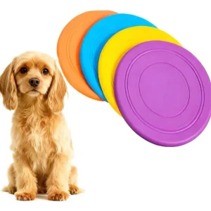 Set 4 Discos Voladores de Silicona para Perro – Juguete Resistente y Flexible